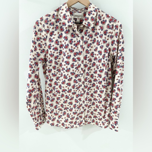 J. Crew Perfect Shirt In Papaya Paisley Beige Size 8 - Picture 6 of 8